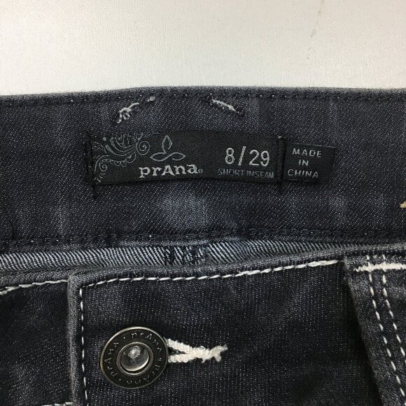 PRANA Gray Organic Cotton Blend 5 Pocket Logo Hardware Jeans - Picture 2 of 11